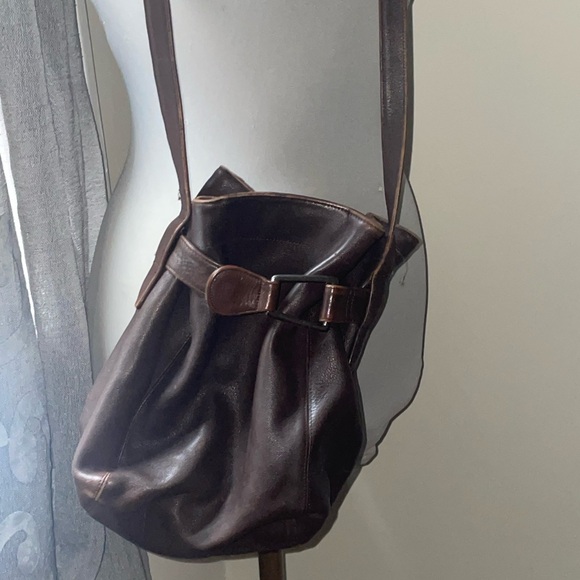 INC Dark brown bag, real leather, two pockets preowned - Picture 5 of 6